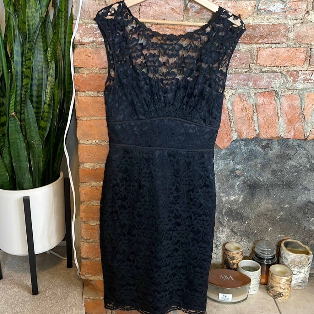 White House Black Market Lace Black Dress Size 2